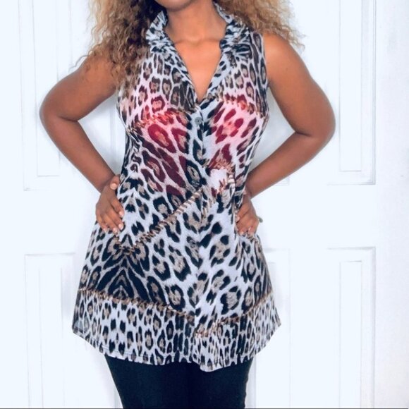 DAME INC. Animal print sleeveless long  top - Picture 5 of 12